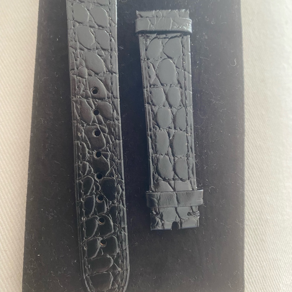 Vintage Chanel Black Leather Watch Strap 18mm And 16mm At The Buckle